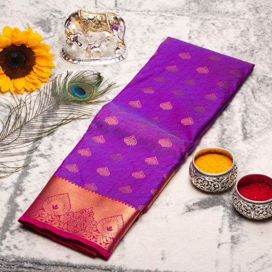 Kanchipuram Cotton Violet Silk Saree | KA10209