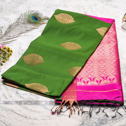 Kanchipuram Soft Thread Sea Green Silk Saree | KA10039
