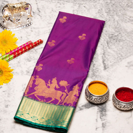 Kanchipuram Pure Silk Purple Cut Silk Saree| KA10167