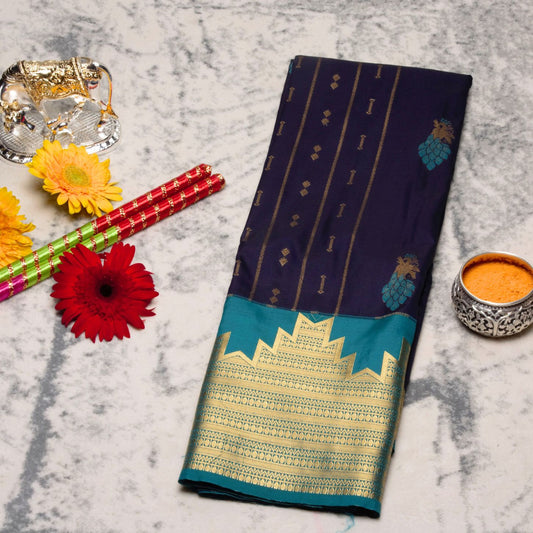Kanchipuram Pure Indigo Silk Saree | KA10134