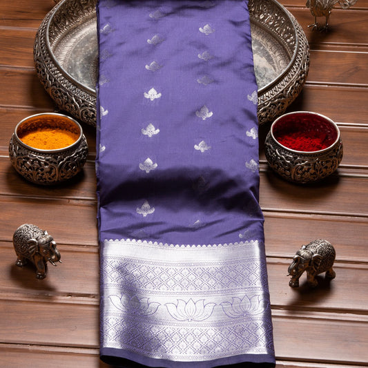 Silver Butta Medium Purple Silk Saree | KA10062