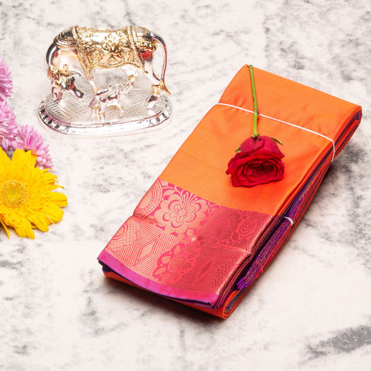 Kanchipuram Soft Orange Silk Saree | KA10015