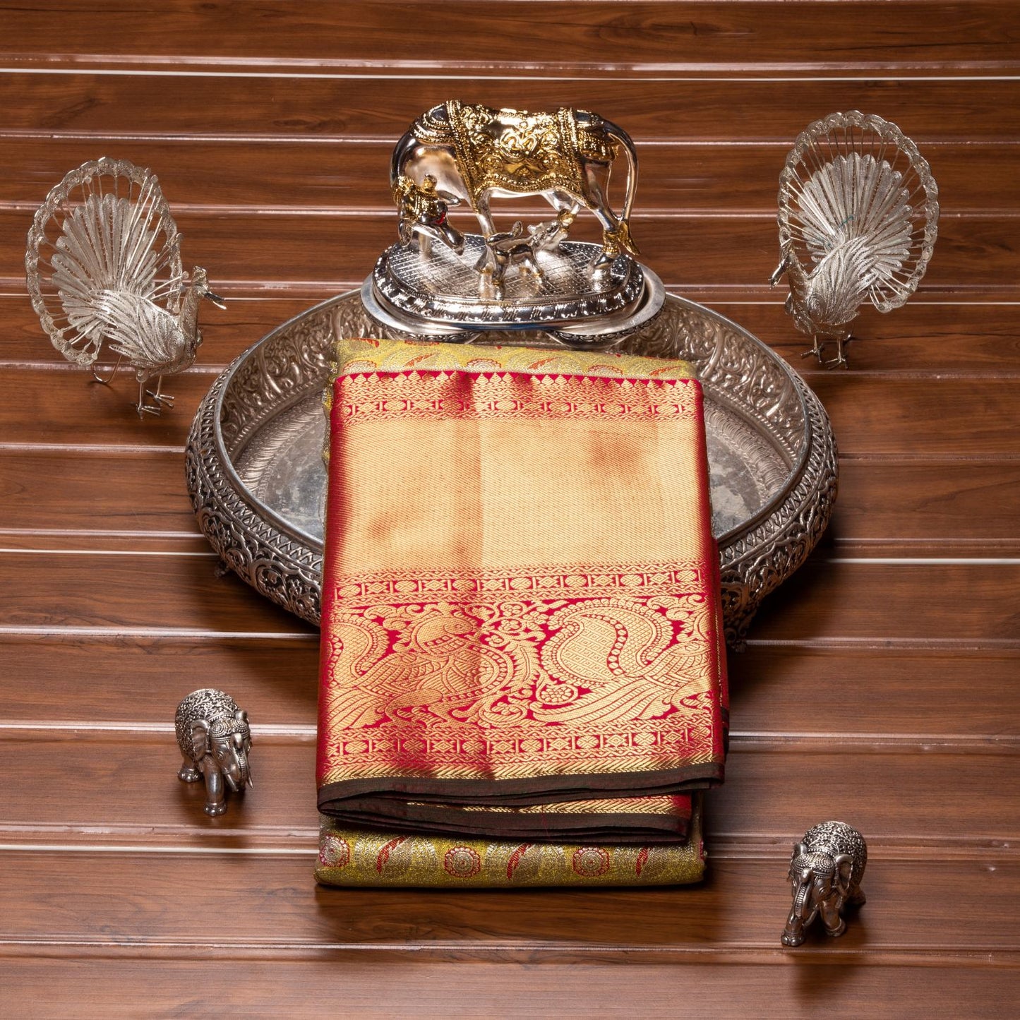 Kanchipuram Tissue Light Gold Silk Saree | KA10168