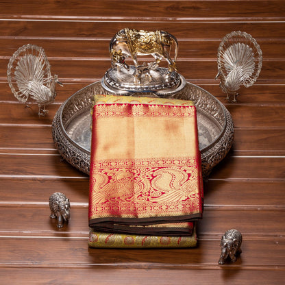 Kanchipuram Tissue Light Gold Silk Saree | KA10168