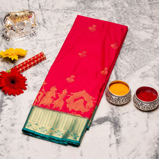 Kanchipuram Pure Lite Cardinal Red Silk Saree | KA10165