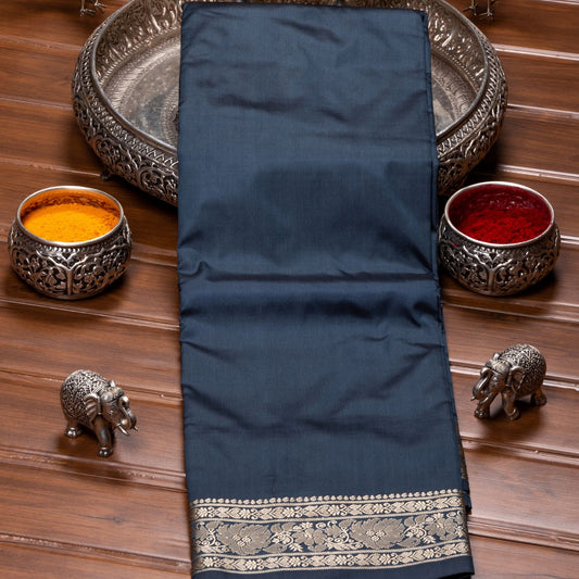Kanchipuram Banarasi Dark Grey Silk Saree | KA10094