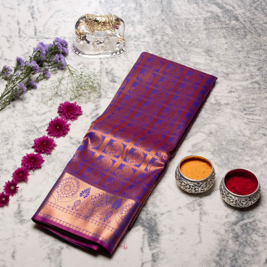 Kanchipuram Tissue Purple Silk Saree | KA10215