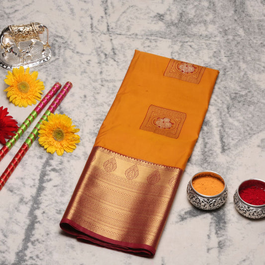Kanchipuram Pure Haladhi Silk Saree	 | KA10224