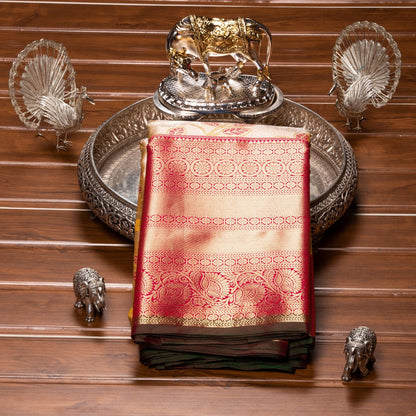Kanchipuram Tissue Golden Shade Silk Saree	| KA10171