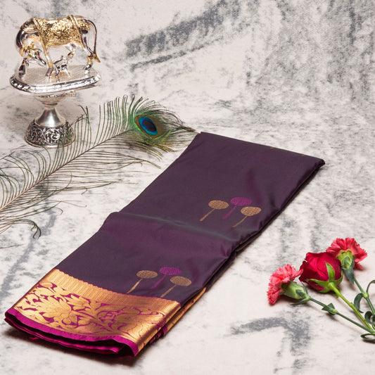 Kanchipuram Zary Dark Purple Silk Saree | KA10108