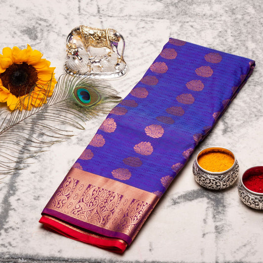 Kanchipuram Cotton Purple Silk Saree | KA10208
