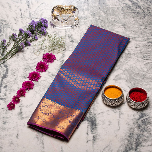 Kanchipuram Tissue Ananda Blue Silk Saree | KA10185