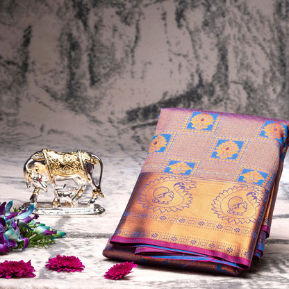Kanchipuram Tissue Ananda Blue Silk Saree | KA10186