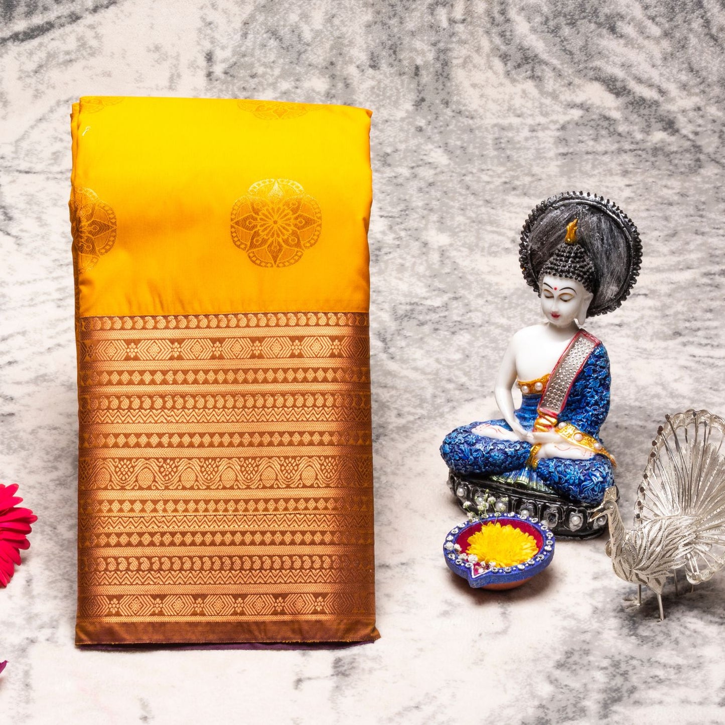 Kanchipuram Zary Haladhi Silk Saree | KA10114