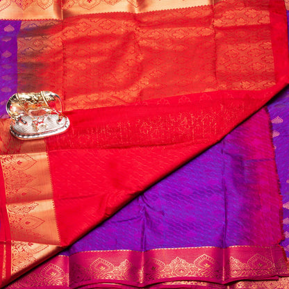 Kanchipuram Cotton Violet Silk Saree | KA10209