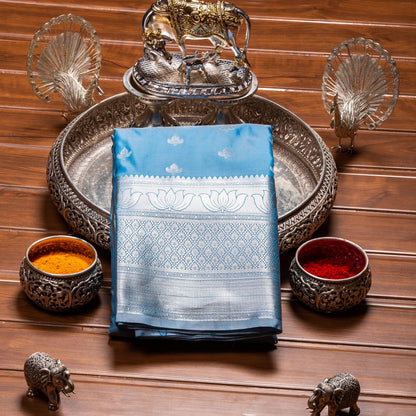 Silver Butta Sky Blue Silk Saree | KA10061