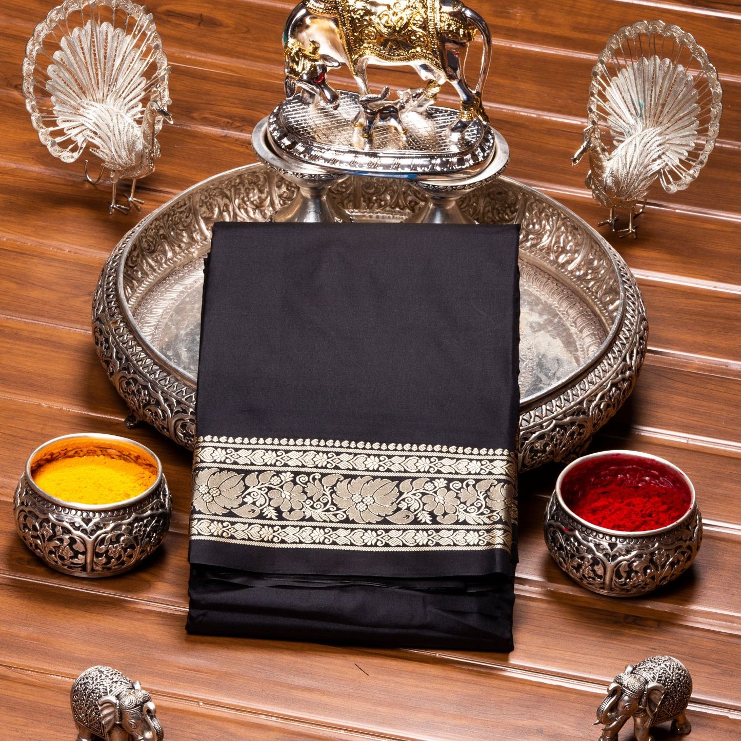 Kanchipuram Banarasi Black Silk Saree | KA10090