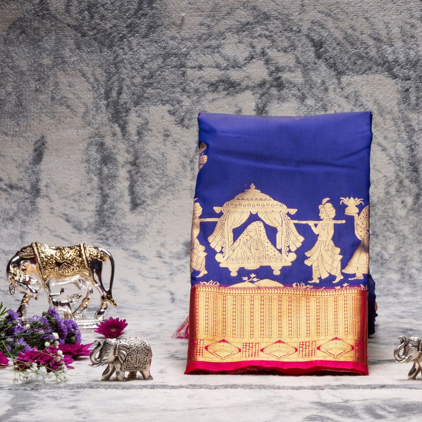 Kanchipuram Pure Blue Silk Saree | KA10163