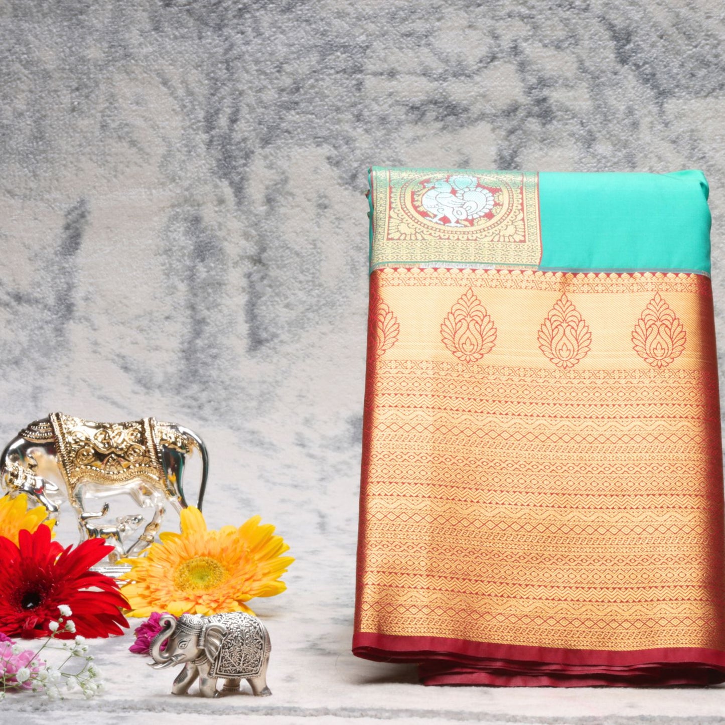 Kanchipuram Pure Cerulean Silk Saree	 | KA10222