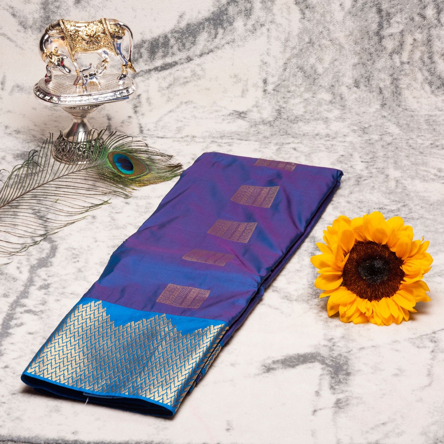 Kanchipuram Traditional Blue Silk Saree | KA10126