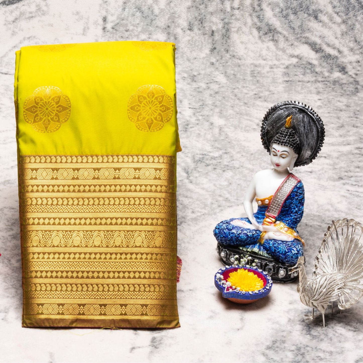 Kanchipuram Zary Lite Ovacado Silk Saree | KA10113