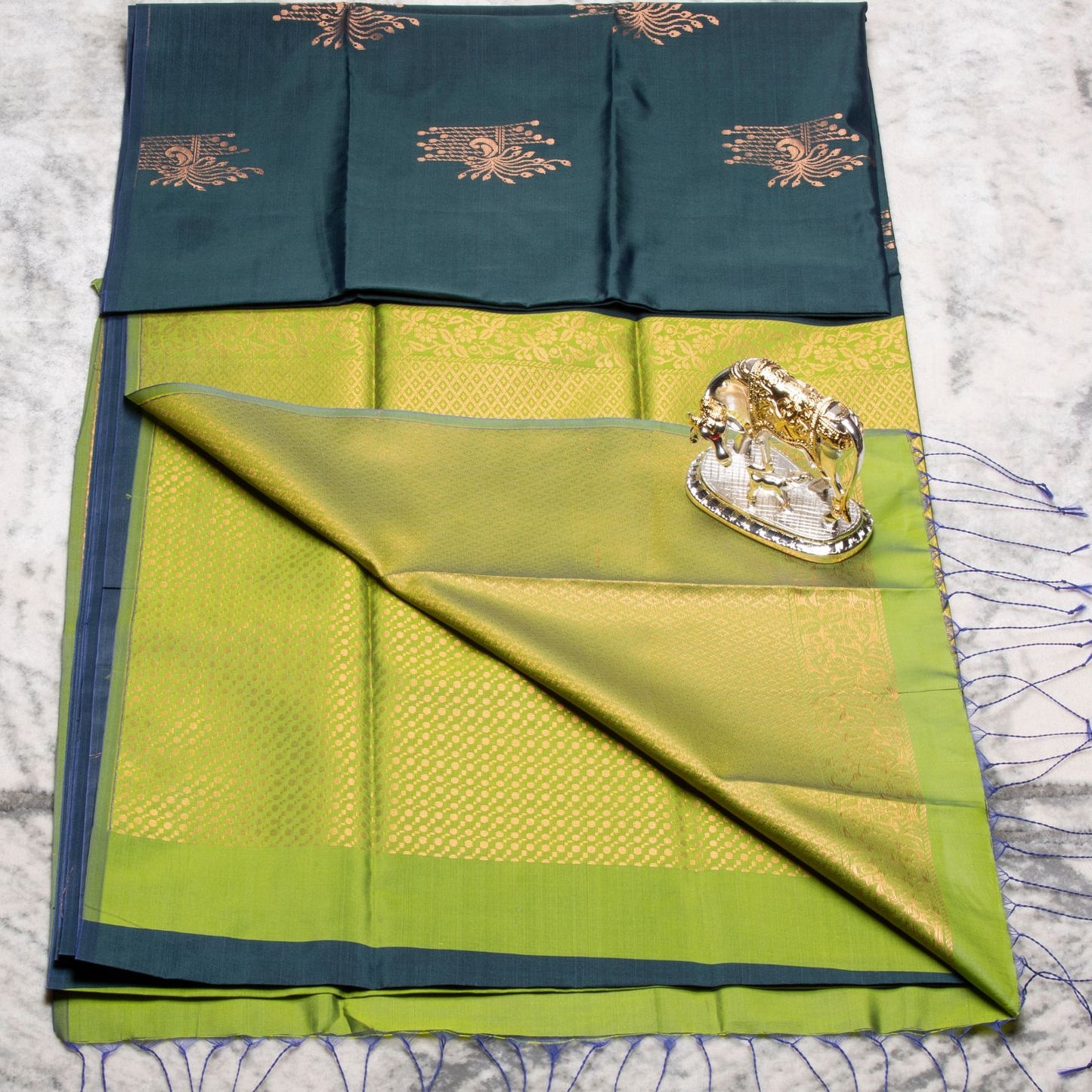 Kanchipuram Thread Persian Blue Silk Saree | KA10022
