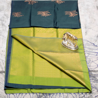 Kanchipuram Thread Persian Blue Silk Saree | KA10022