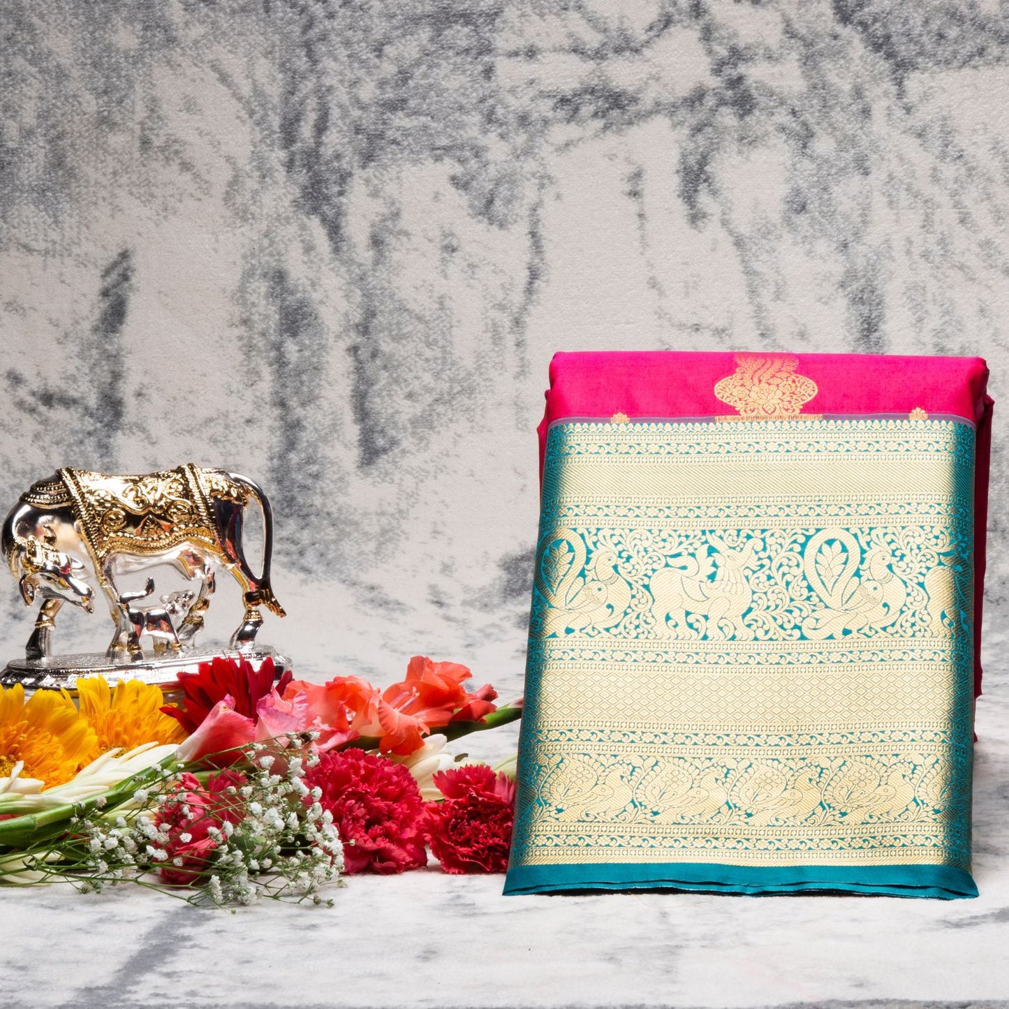 Kanchipuram Pure Pink Silk Saree | KA10158
