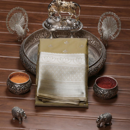 Silver Butta Light Yellow Silk Saree | KA10055