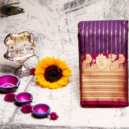 Kanchipuram Zary Indigo Silk Saree | KA10101