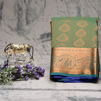Kanchipuram Zary Green Silk Saree | KA10145