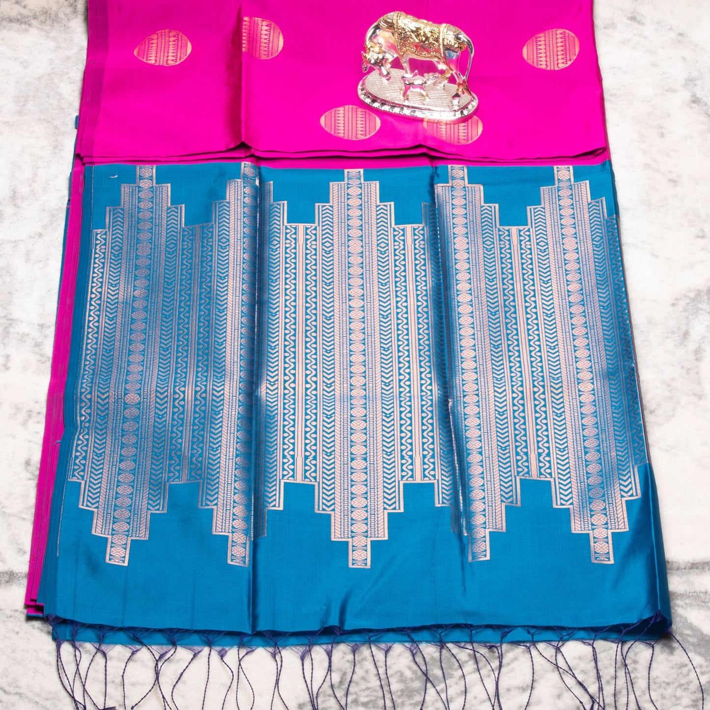 Kanchipuram Thread Hot Pink Silk Saree | KA10034