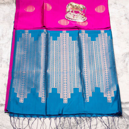 Kanchipuram Thread Hot Pink Silk Saree | KA10034
