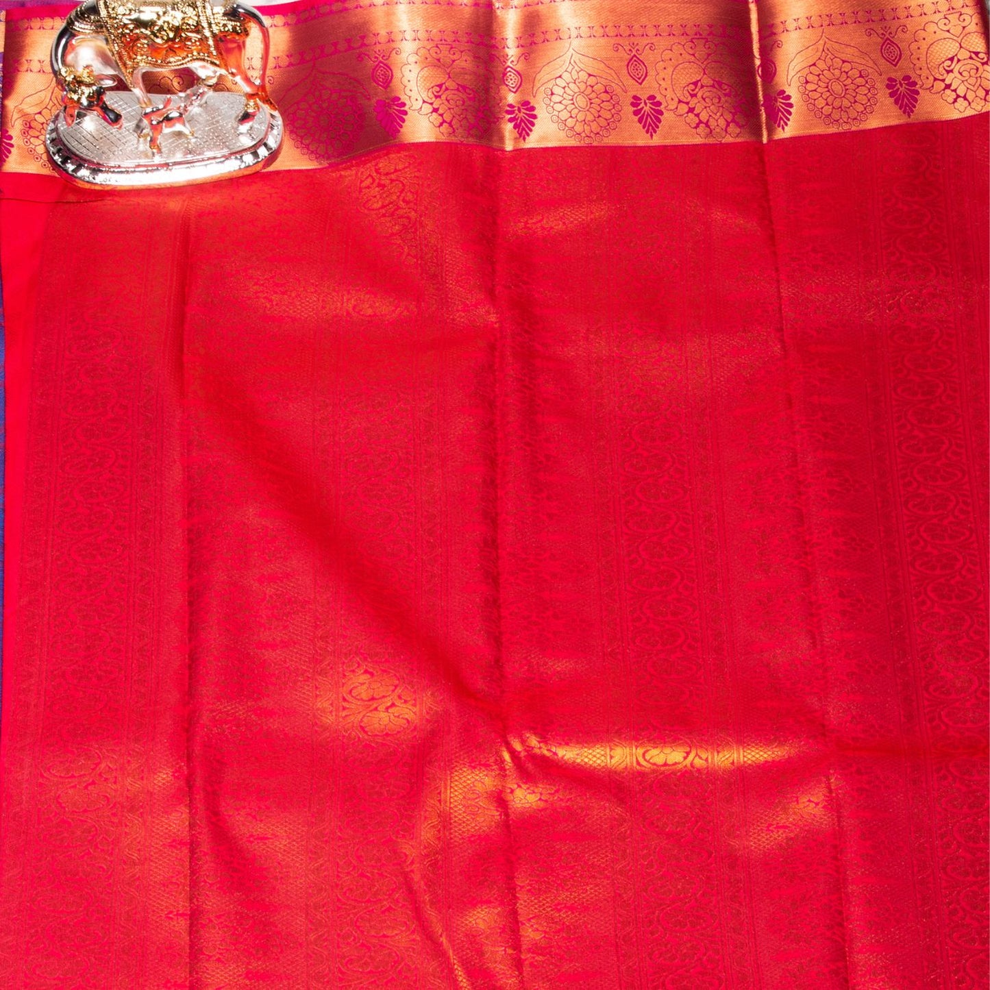 Kanchipuram Tissue Dark Sea Blue Silk Saree | KA10182