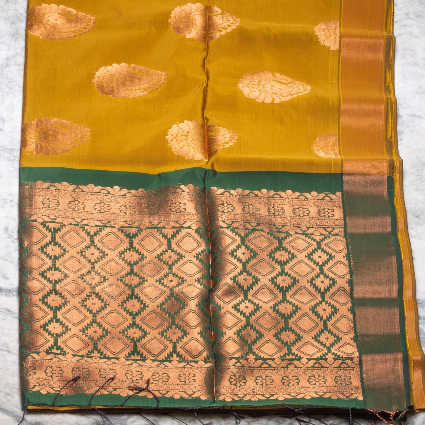 Kanchipuram Soft Thread Olive Silk Saree | KA10052