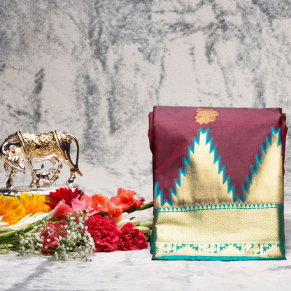Kanchipuram Pure Syrup Brown Silk Saree | KA10162