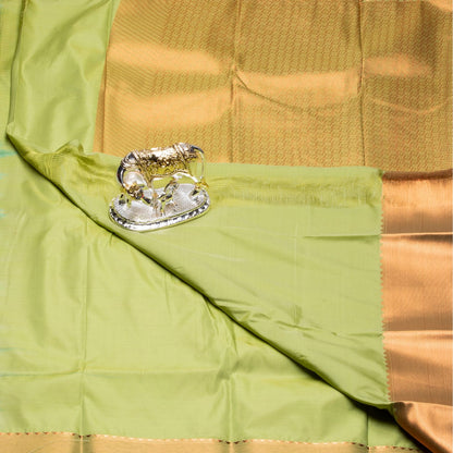 Kanchipuram Zary Pista Green Silk Saree | KA10142