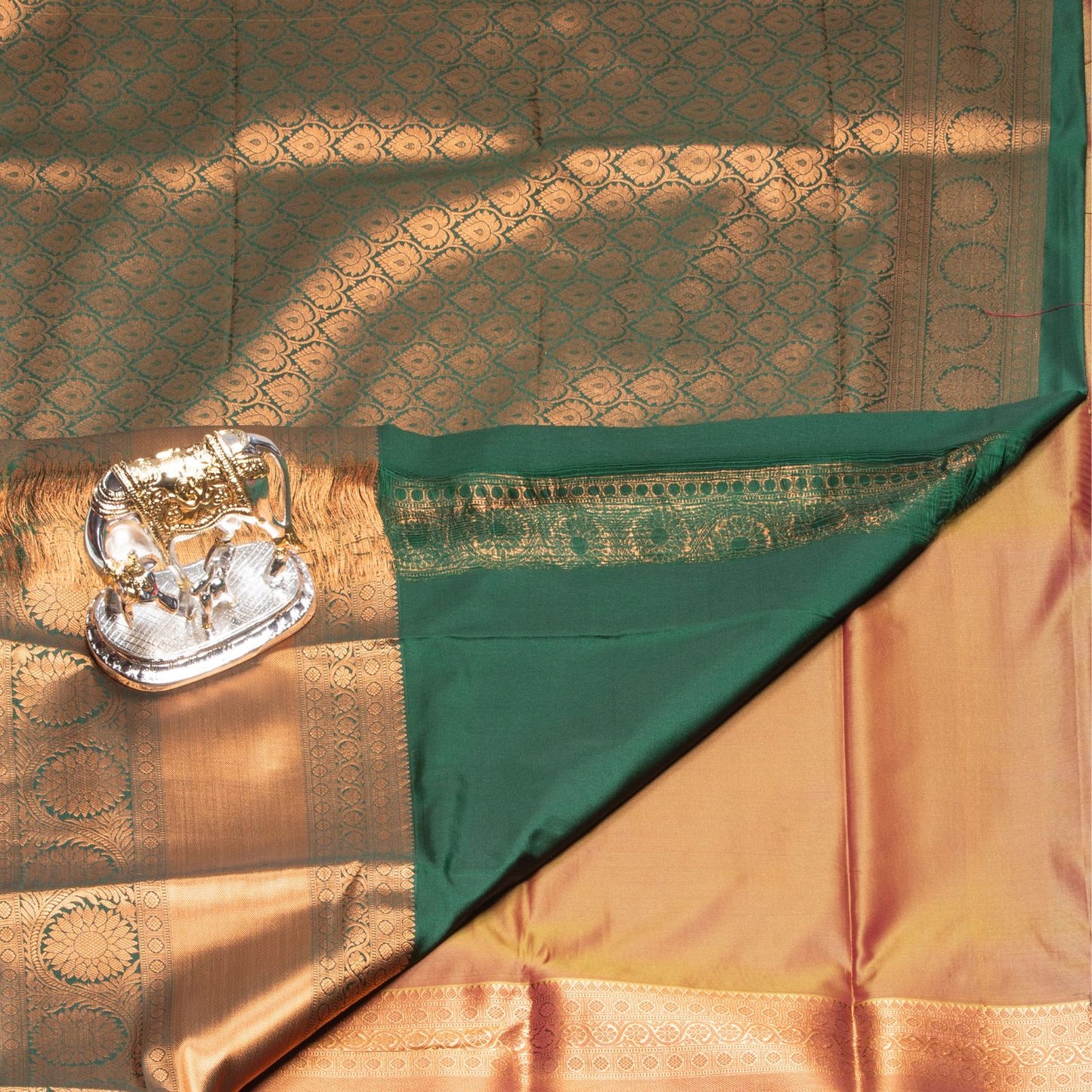 Kanchipuram Zary Olive Silk Saree | KA10121