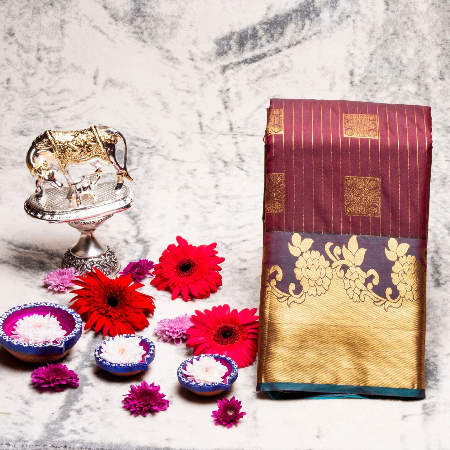 Kanchipuram Zary Maroon Silk Saree  | KA10098