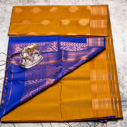 Kanchipuram Soft Thread Mustard Silk Saree | KA10041