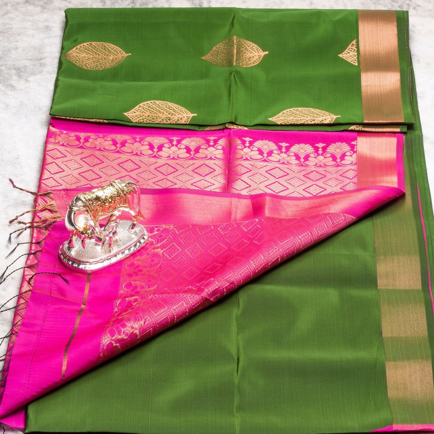 Kanchipuram Soft Thread Sea Green Silk Saree | KA10039