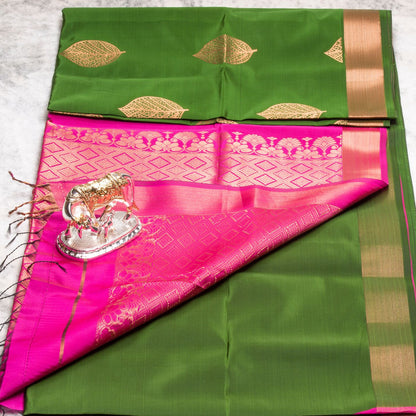 Kanchipuram Soft Thread Sea Green Silk Saree | KA10039