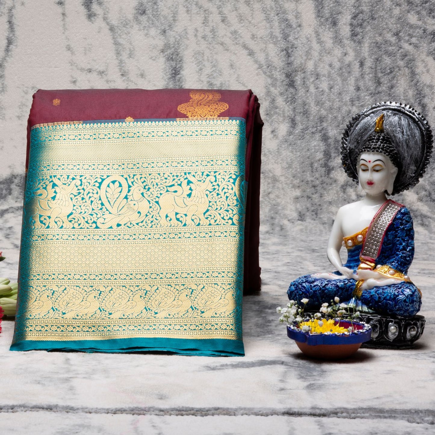 Kanchipuram Pure Wine Brown Silk Saree | KA10157