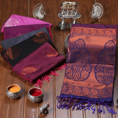 Kanchipuram Soft Cobalt Violet Silk Saree | KA10237