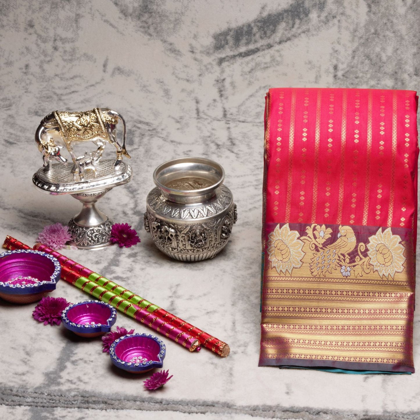 Kanchipuram Zary Ruby Red Silk Saree | KA10144