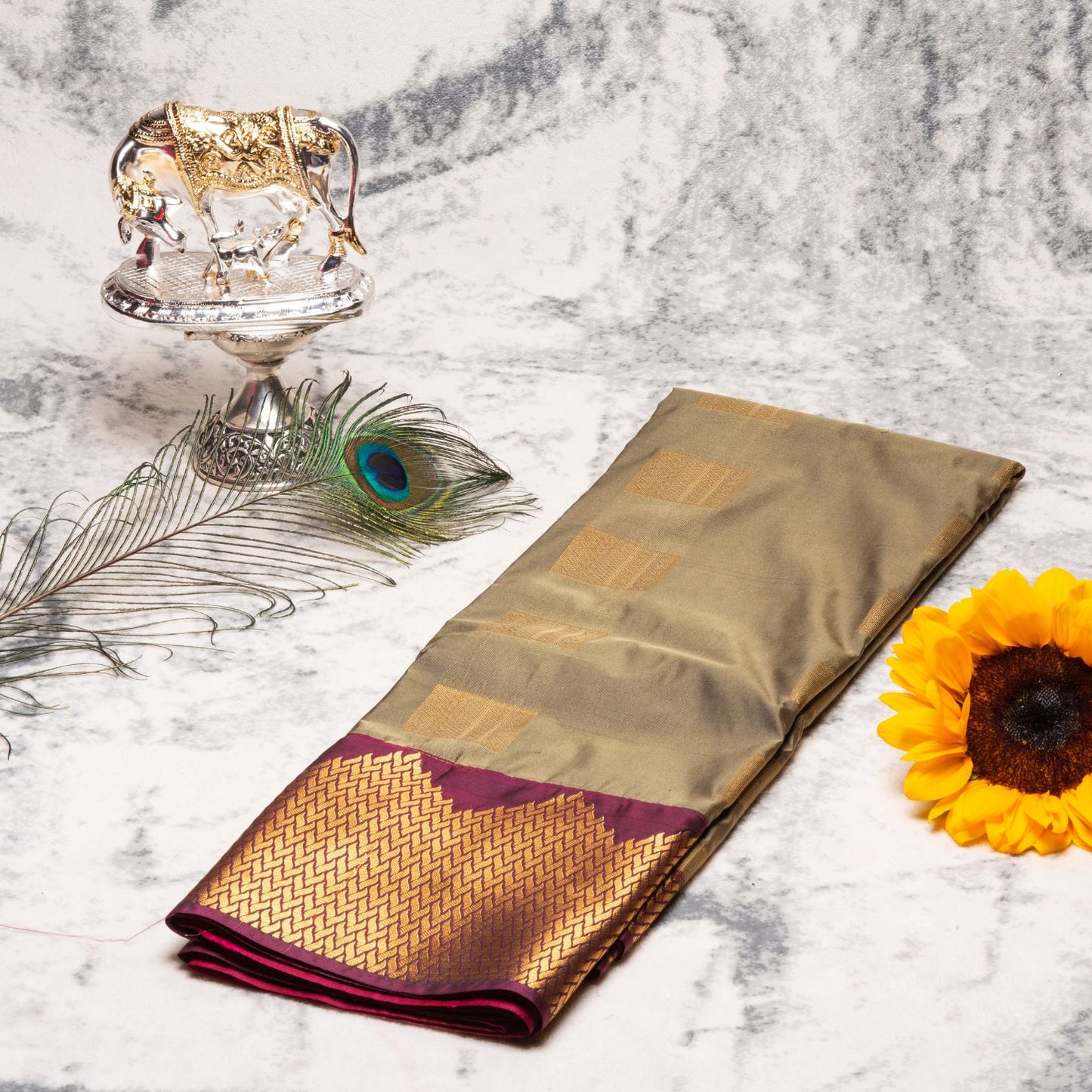 Kanchipuram Traditional Moss Green Silk Saree | KA10123