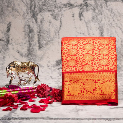 Kanchipuram Tissue Red Silk Saree | KA10193