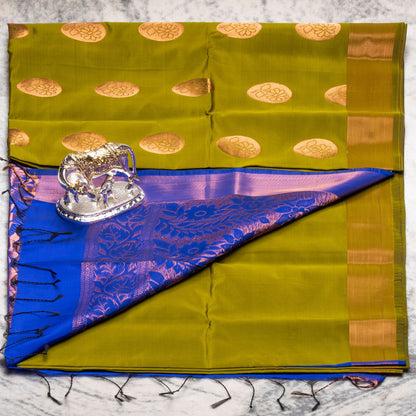 Kanchipuram Soft Thread Olive Silk Saree | KA10049