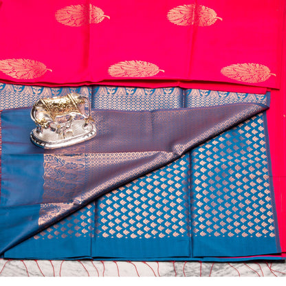 Kanchipuram Thread Raspberry Silk Saree | KA10036