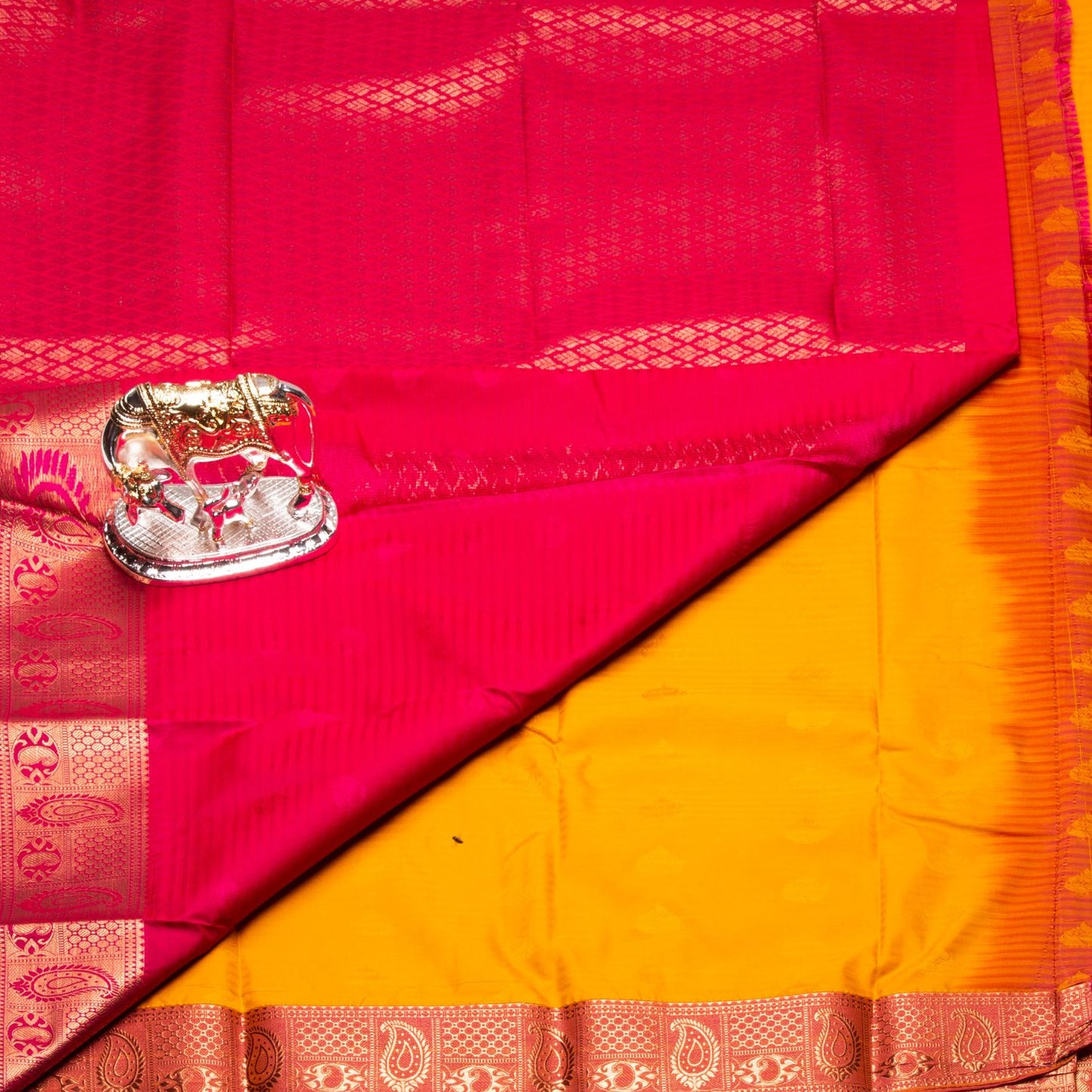 Kanchipuram Cotton Haladhi Silk Saree | KA10212